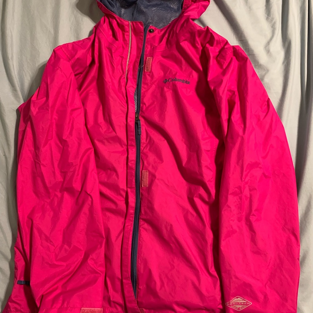 Columbia Pink Hooded rain Jacket